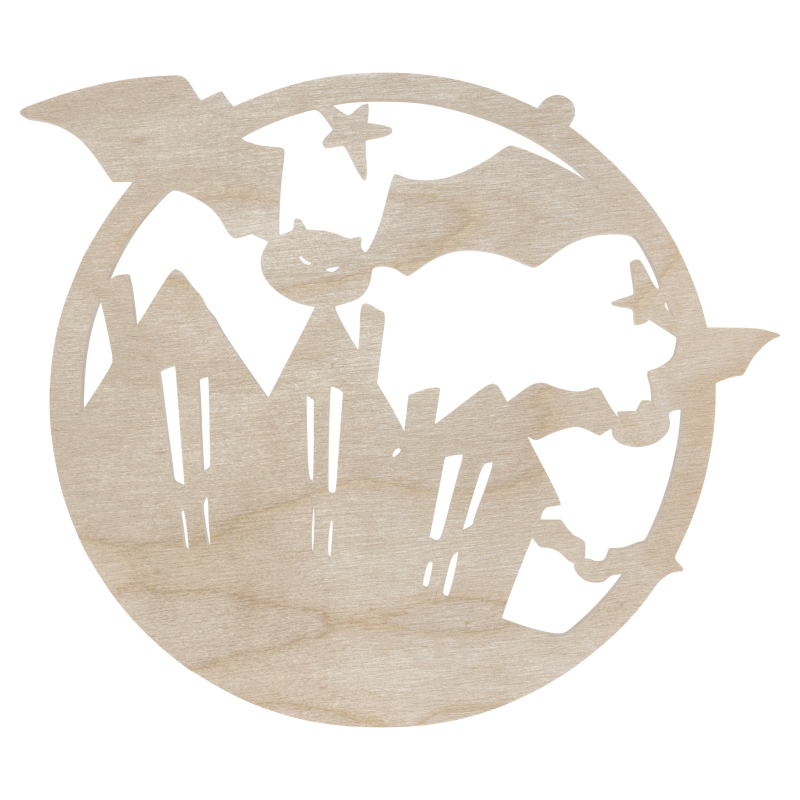 Drewniana obręcz MIASTO NIETOPERKÓW nietoperz halloween do łapacza makramy ze sklejki