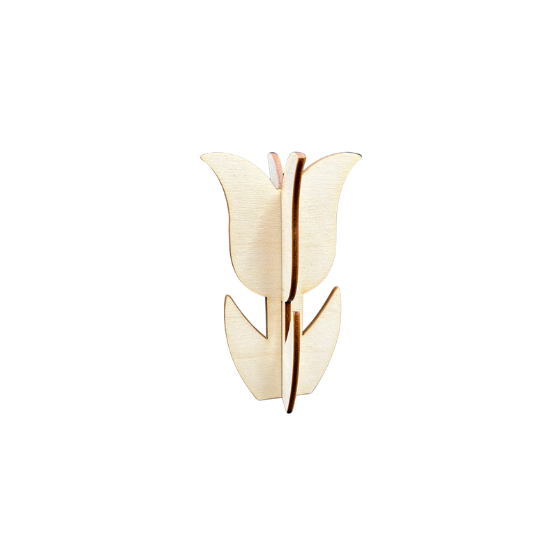 Drewniany kwiatek kwiat stojący tulipan 3D prezent dekor decoupage 1szt Drewniany kwiatek kwiat stojący tulipan 3D prezent dekor decoupage 1szt
