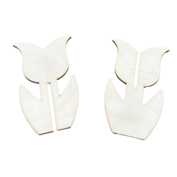 Drewniany kwiatek kwiat stojący tulipan 3D prezent dekor decoupage 1szt